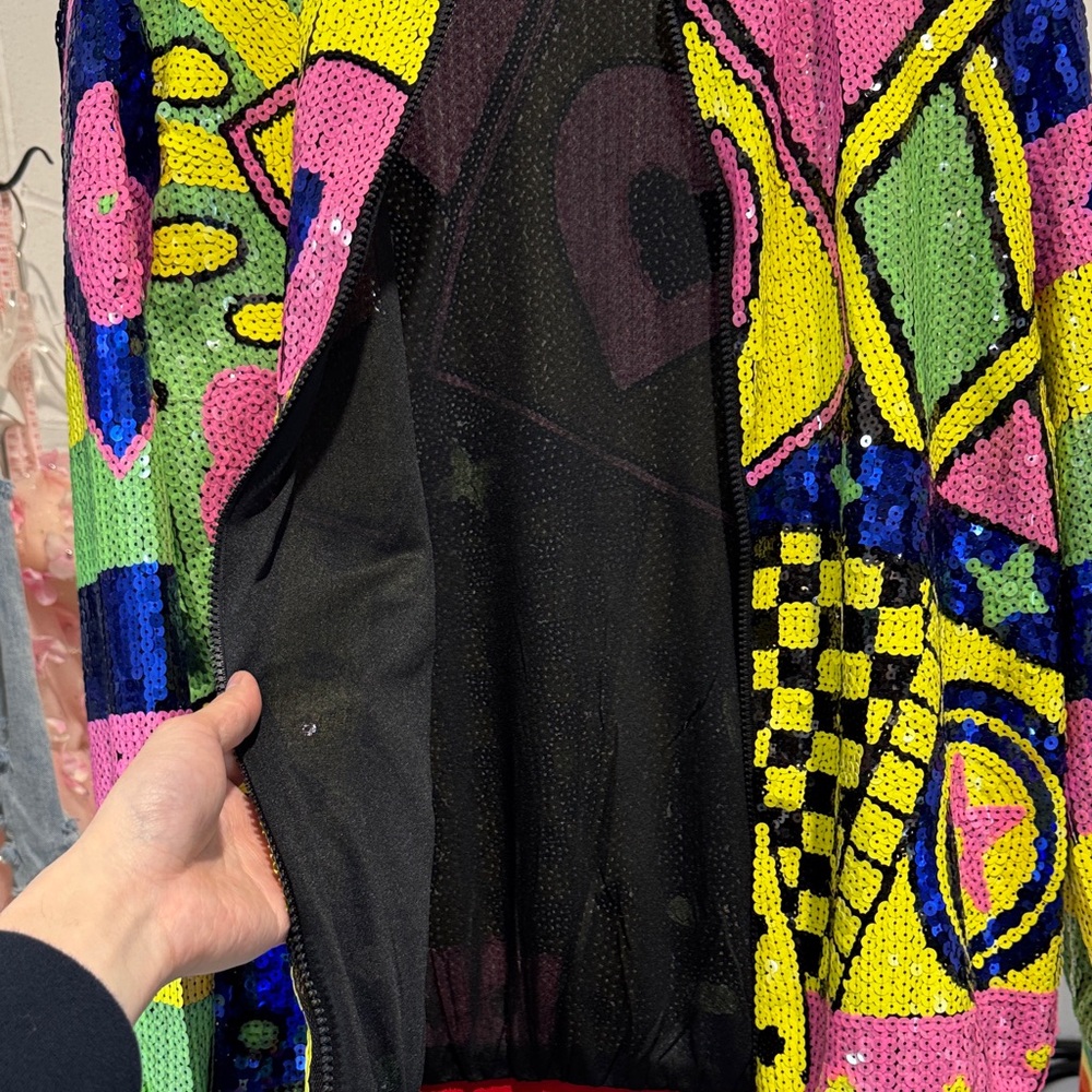 Vibrant Sequin Jacket with Bold Patterns NWT - image 3